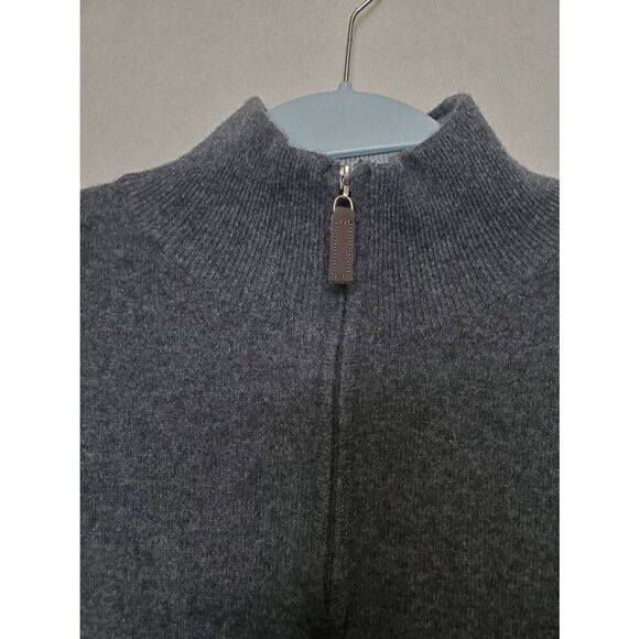 Club Room Estate 100% Cashmere Men's Quarter Zip Pullover Grey Sweater Old Money - Picture 3 of 8